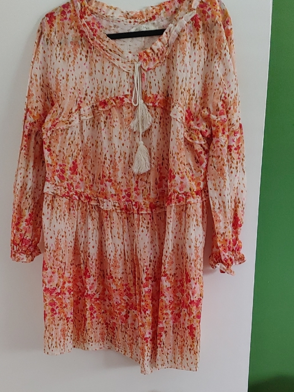 Christy Dawn Cream Dress with Pink & Orange Floral Print